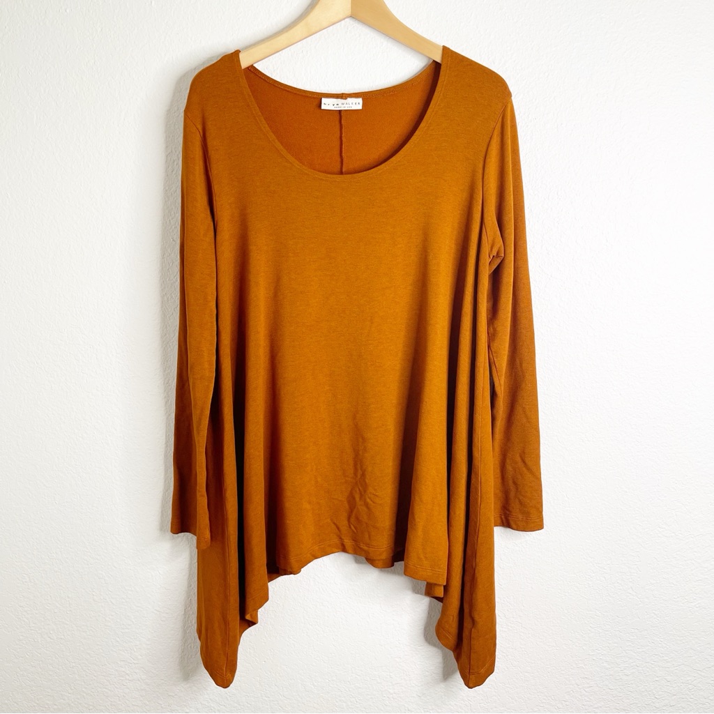 Bryn Walker Rust Orange Brown Long Sleeve Top Size Small